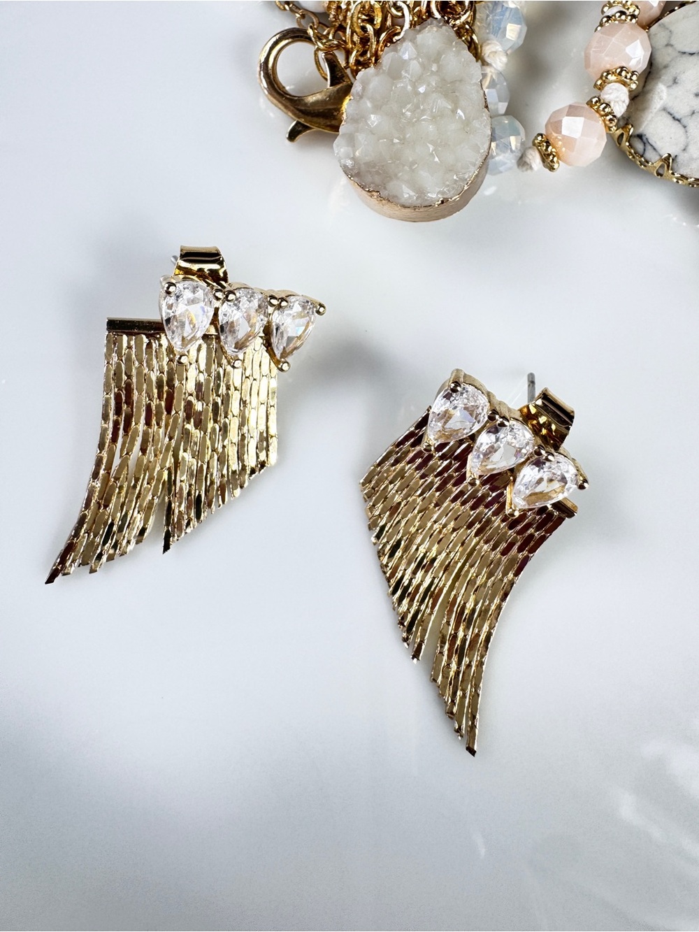 Zara Gold Crystal Earring Jacket s